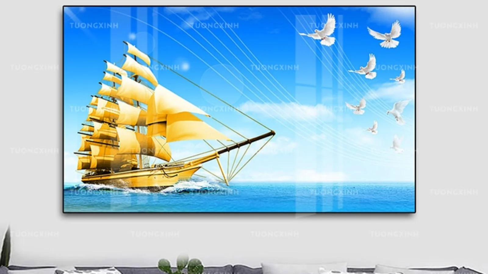 Nhật kí lắp đặt bộ tranh thuận buồm xuôi gió-sức mạnh truyền tải từ bức tranh - Tường Xinh Việt Nam