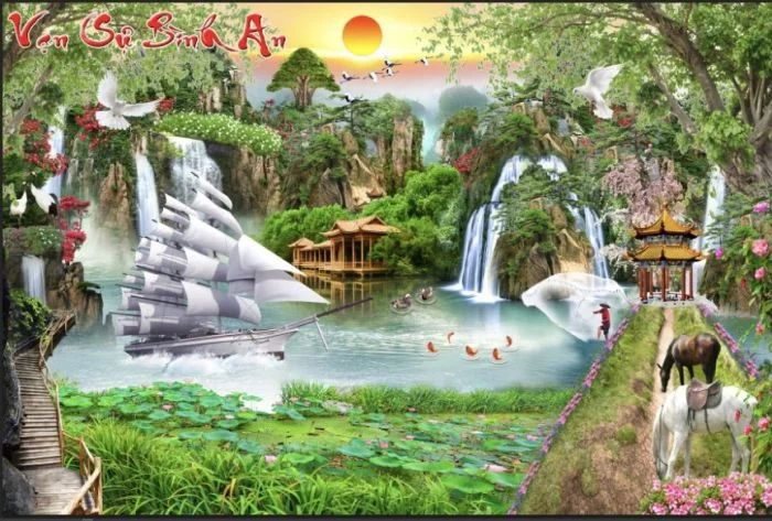 Tranh thuận buồm xuôi gió vạn sự bình an - Mang Tài Lộc Đến Ngôi Nhà Bạn