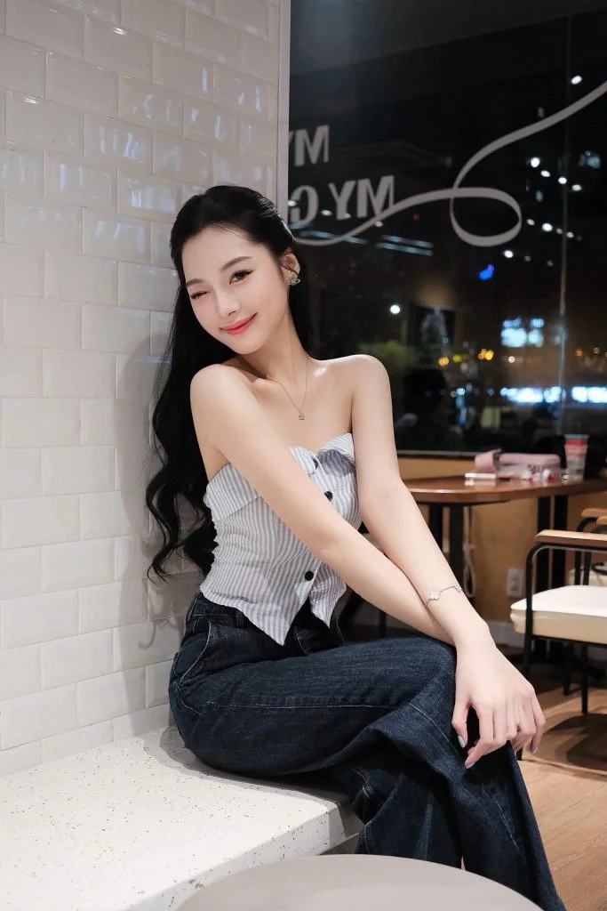 Hình ảnh Trần Hà Linh xinh đẹp và rạng rỡ tại quán cà phê