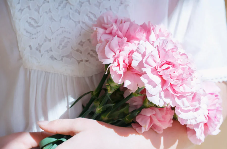 Bó hoa cẩm tú cầu hồng cầm trên tay làm hình nền đẹp