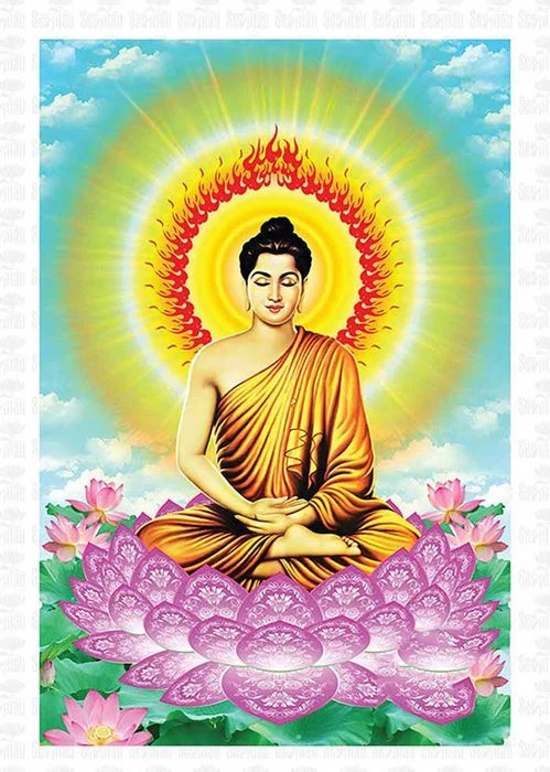 Hình ảnh Phật A Di Đà ngồi thiền tỏa hào quang