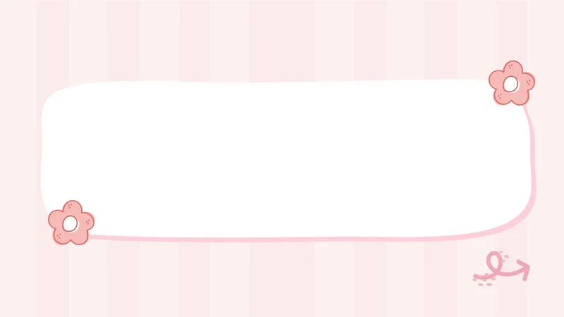 Hình nền PPT màu hồng pastel dễ thương với khung trắng bo góc, hoa trang trí và mũi tên ngộ nghĩnh