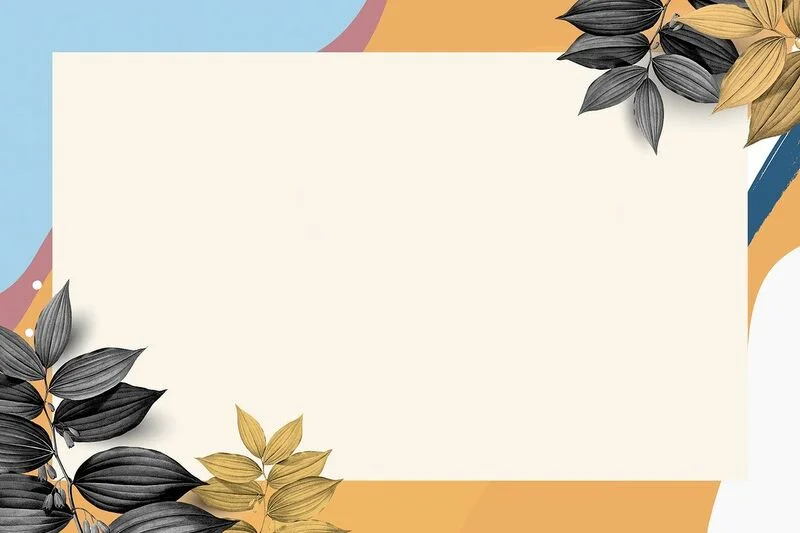 Hình nền PPT màu kem trang trí lá đen và vàng