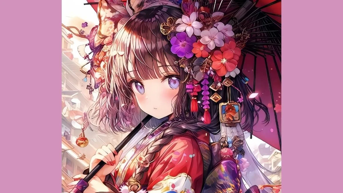 Hình vẽ tranh anime nữ cổ trang 4k