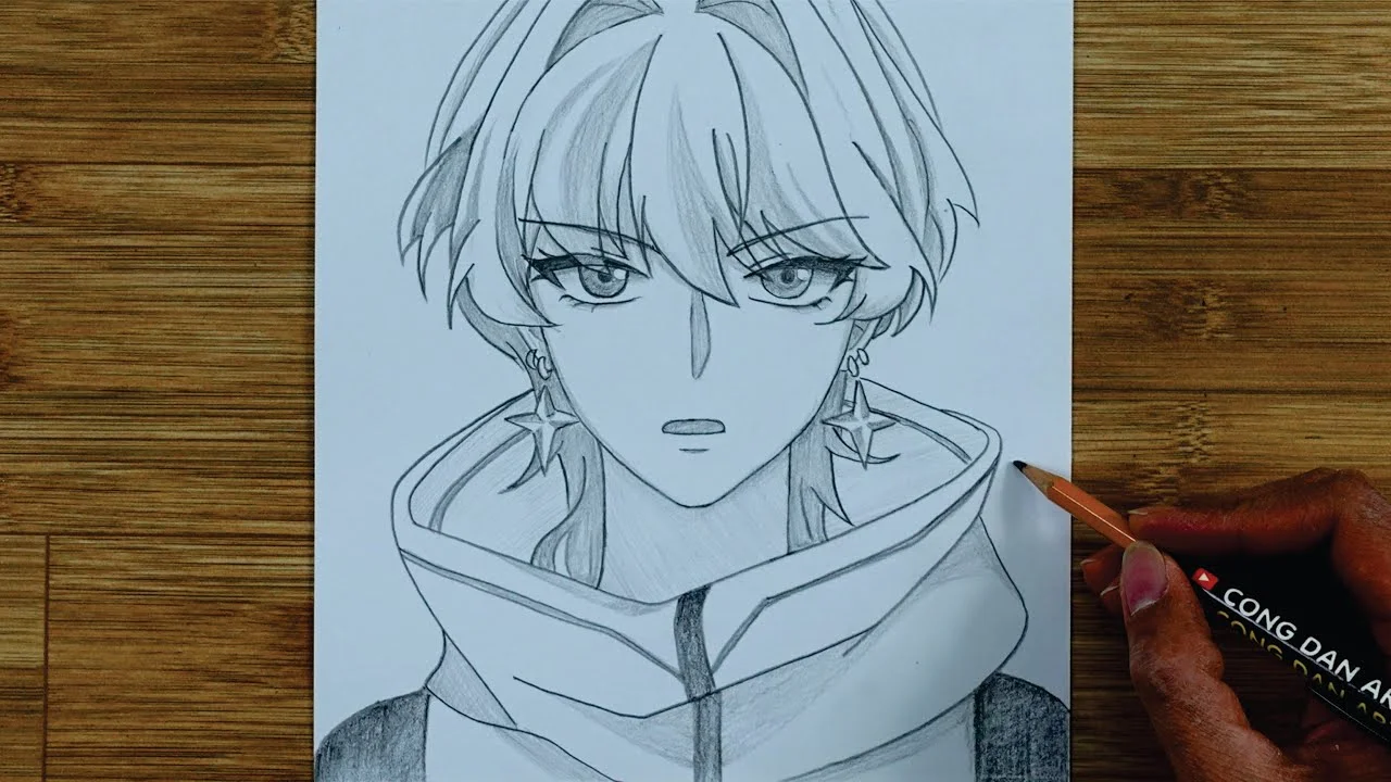 Cách vẽ Phó Cửu [Nam thần Quốc Dân] - Draw Anime Simple #644 | Cong Dan Art