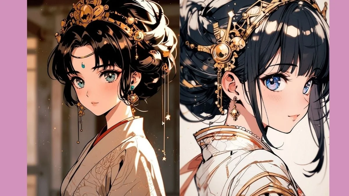 Hình vẽ tranh anime nữ cổ trang