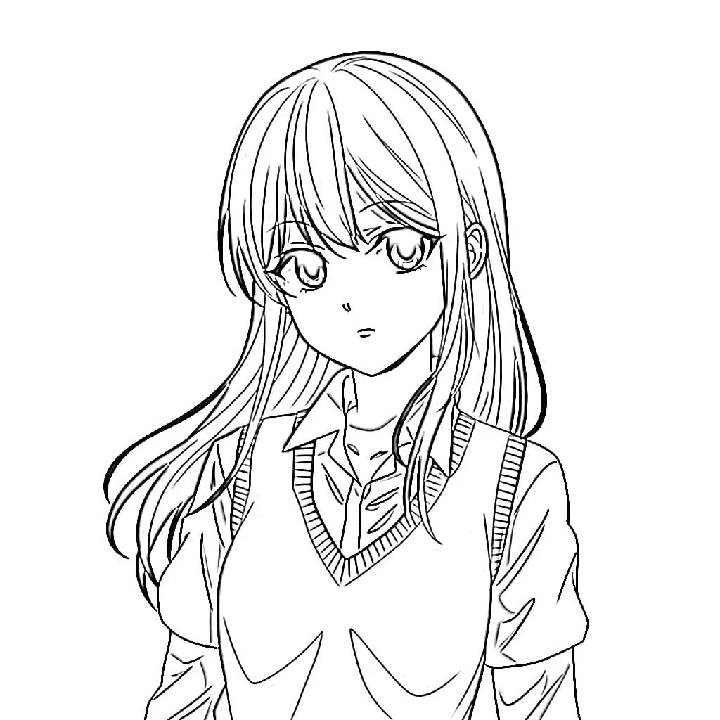 Tô màu Anime Girl Ngầu và Đơn Giản - Trang Tô Màu Cho Bé