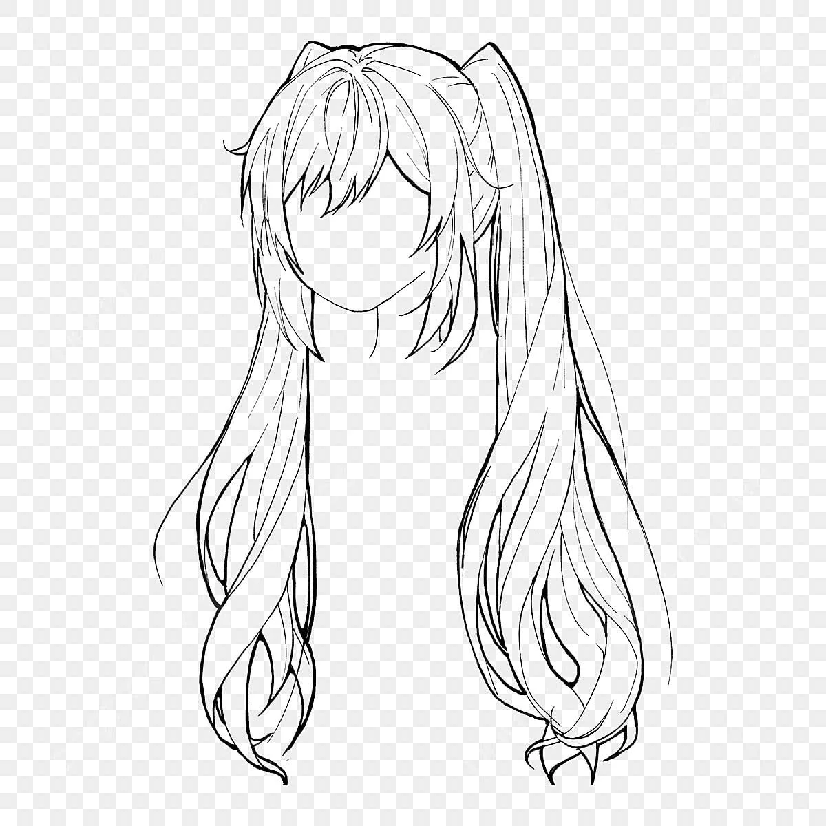 Đường nét phác thảo kiểu tóc trong hình vẽ anime đơn giản ngầu