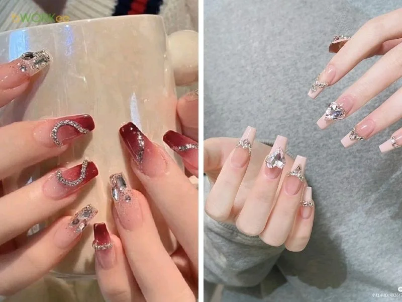 Mẫu nail đỏ ombre sang trọng