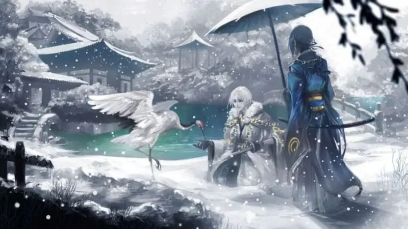 Hình anime nam lạnh lùng trong khung cảnh tuyết rơi - hình 1