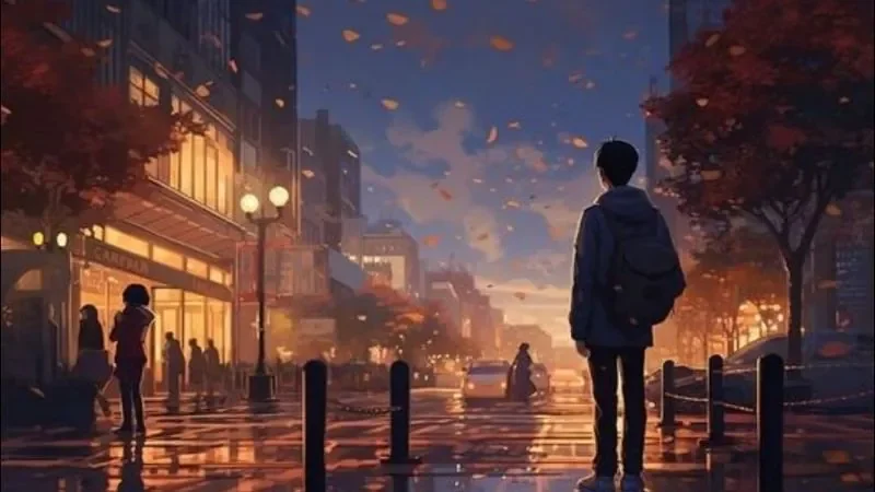 Tải ảnh anime nam đẹp ngầu đi trên phố - hình 1