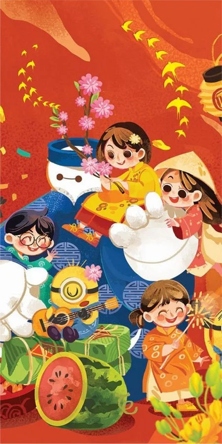 Ảnh Tết 2024 đẹp, hình nền Tết Nguyên Đán cute, dễ thương, ý nghĩa (2)