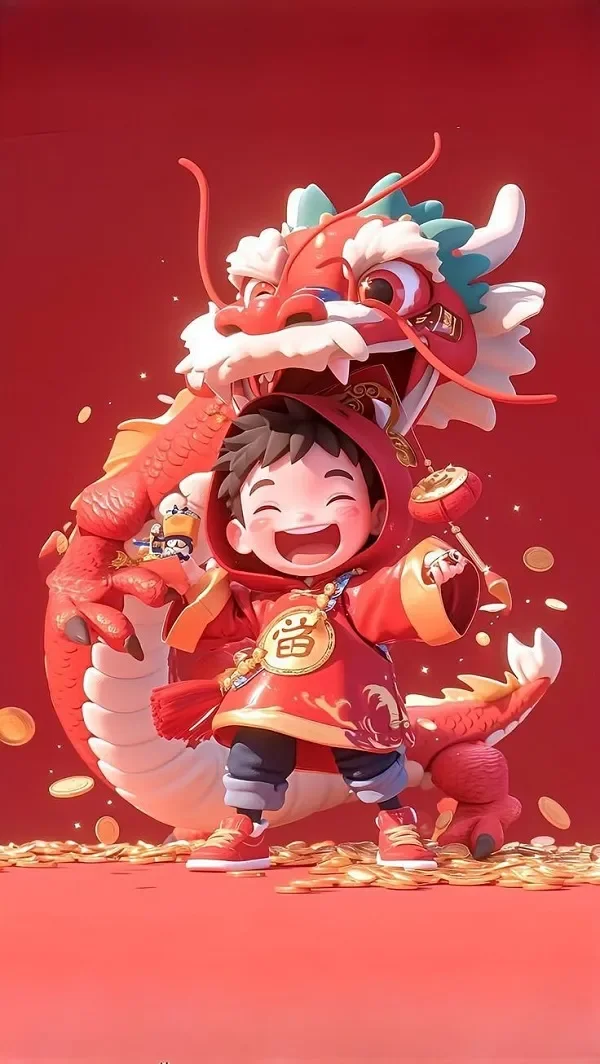 Bức ảnh Tết với những nhân vật dễ thương.