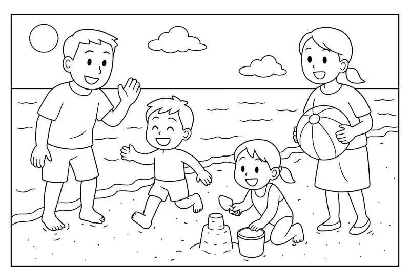 Bé thỏa sức sáng tạo với bé tập tô màu gia đình