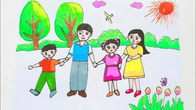 99+ Mẫu vẽ tranh gia đình ý nghĩa và đơn giản