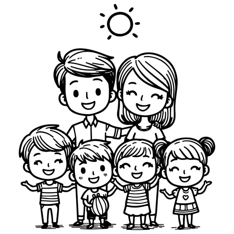 Thêm niềm vui cùng tranh tô màu gia đình sum vầy