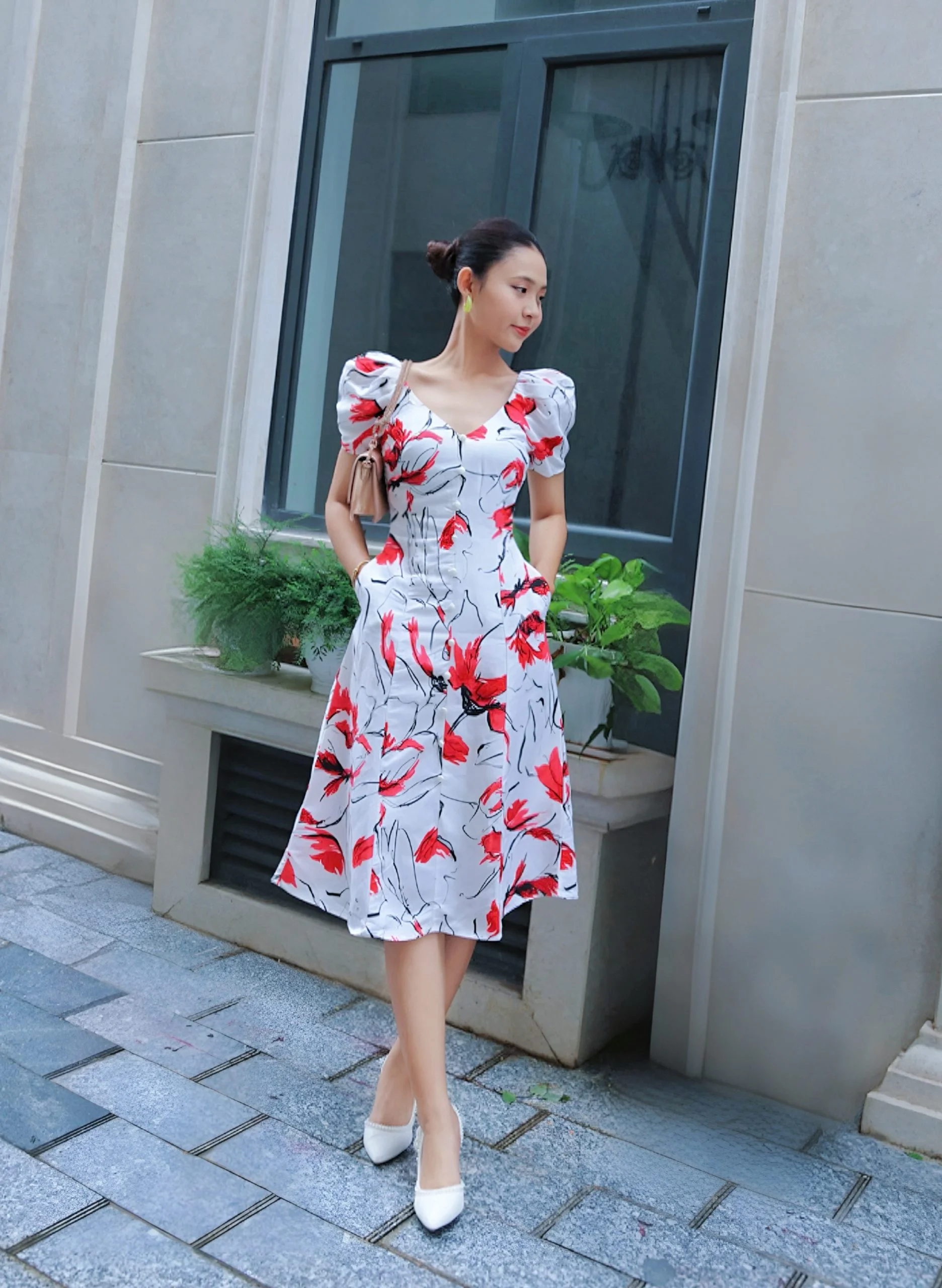 Hình 12 trong bộ sưu tập mẫu đầm xòe hoa đẹp nhất