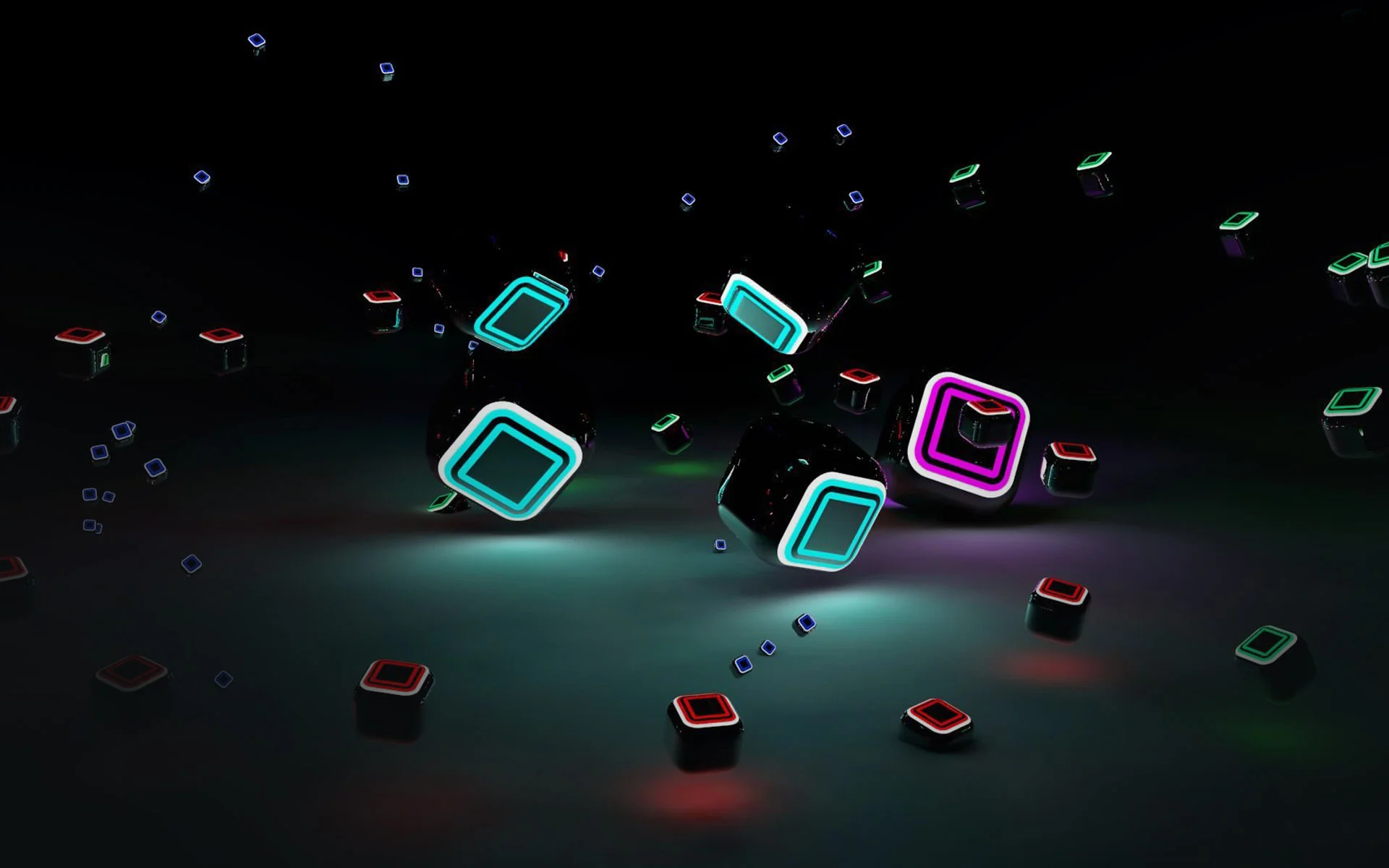 hình nền 3d các khối vuông phát sáng neon