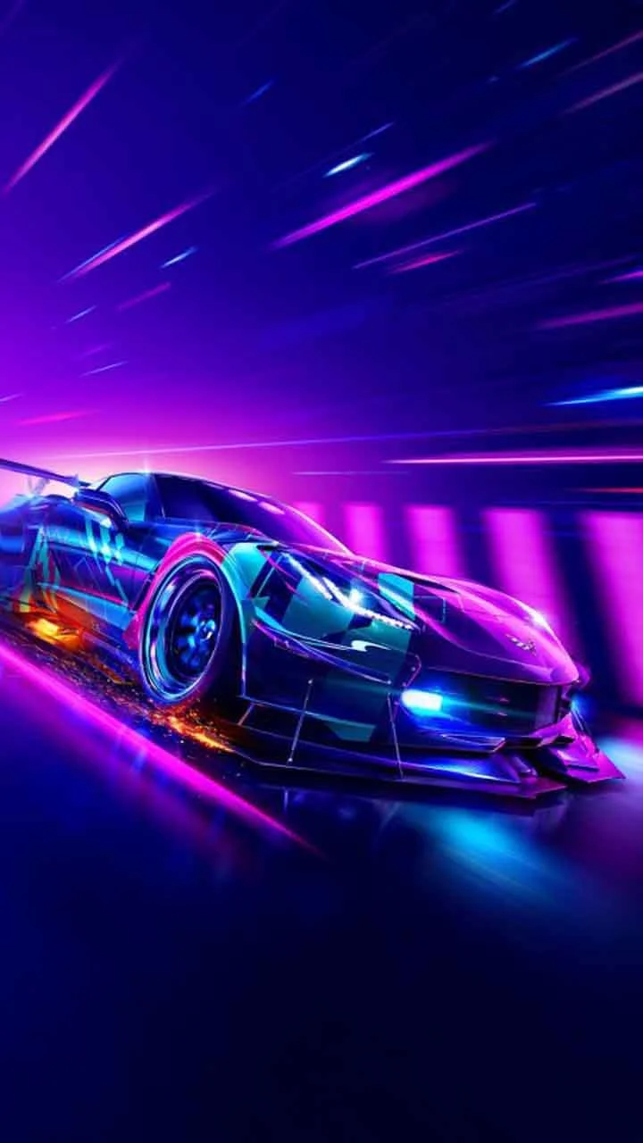 Hình nền đẹp ngầu siêu xe thể thao phong cách neon tốc độ cao