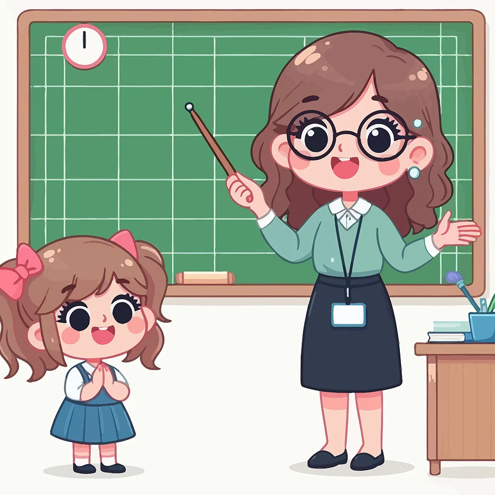 Giáo viên và học sinh trong lớp học hoạt hình