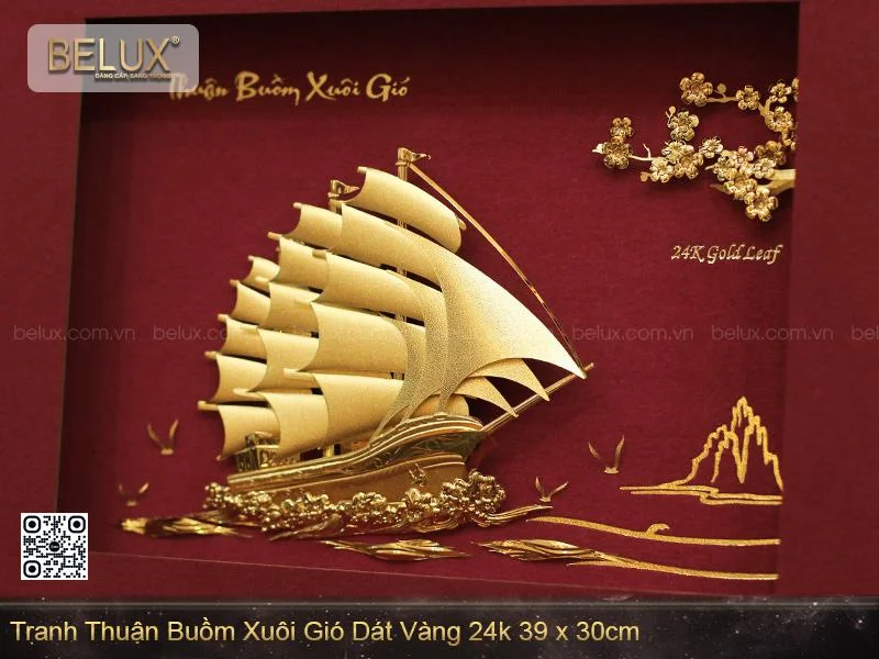 Tranh Thuận Buồm Xuôi Gió Dát Vàng 24k – Tuyệt Tác Khơi Nguồn Tài Lộc Và Bình