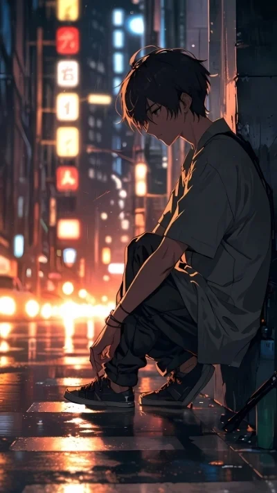 Ảnh anime nam buồn cô đơn 4K
